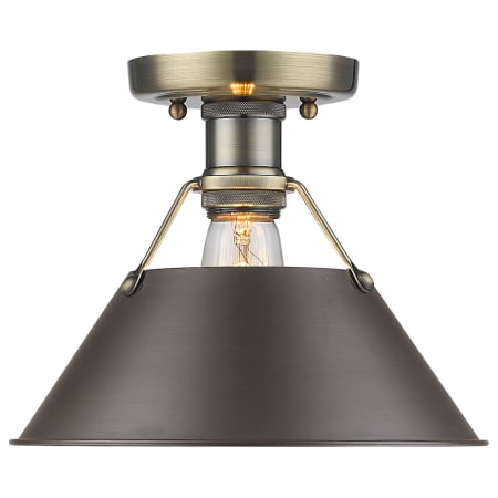 A large image of the Golden Lighting 3306-FM AB Aged Brass with Rubbed Bronze Shades