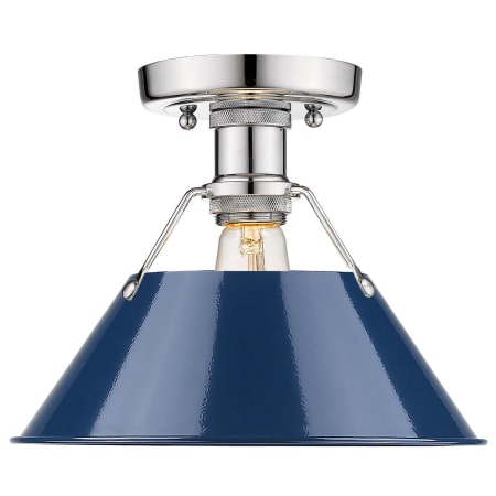 A large image of the Golden Lighting 3306-FM CH Chrome with Navy Shades
