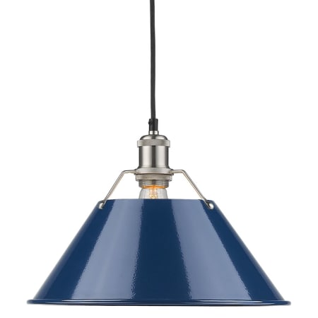A large image of the Golden Lighting 3306-L PW Pewter with Navy Shades