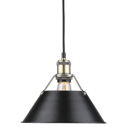 A large image of the Golden Lighting 3306-M AB Aged Brass with Black Shades