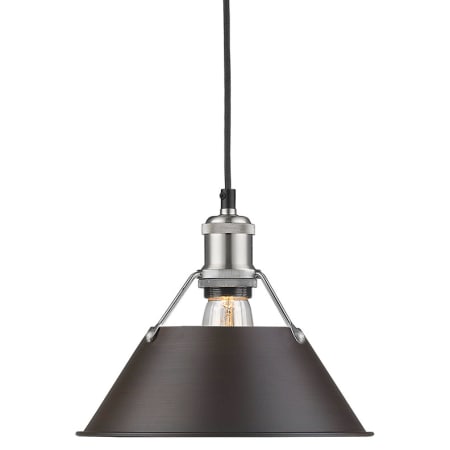 A large image of the Golden Lighting 3306-M PW Pewter with Rubbed Brass Shades