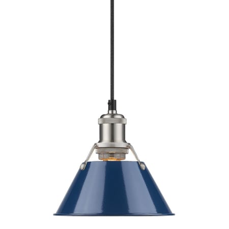 A large image of the Golden Lighting 3306-S PW Pewter with Navy Shades