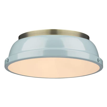 A large image of the Golden Lighting 3602-14-AB Aged Brass / Seafoam