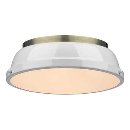 A large image of the Golden Lighting 3602-14-AB Aged Brass / White
