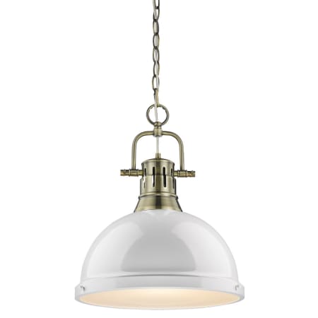 A large image of the Golden Lighting 3602-L-AB Aged Brass / White