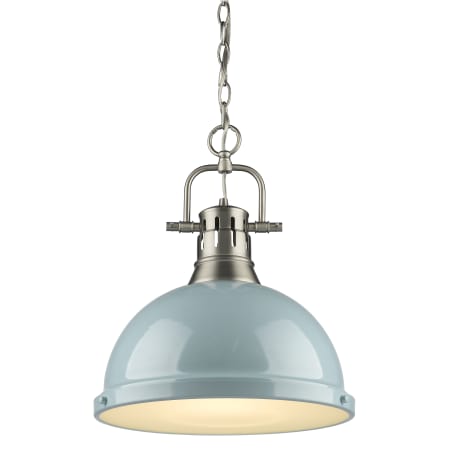 A large image of the Golden Lighting 3602-L-PW Pewter / Seafoam