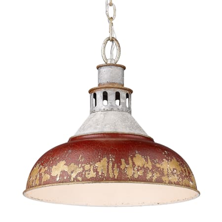 A large image of the Golden Lighting 0865-L Aged Galvanize Steel / Antique Red