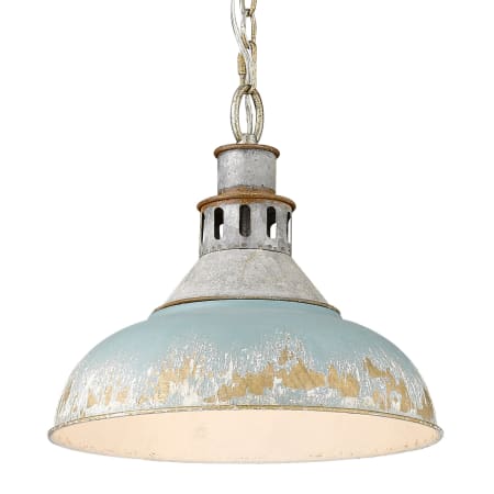A large image of the Golden Lighting 0865-L Aged Galvanize Steel / Antique Teal