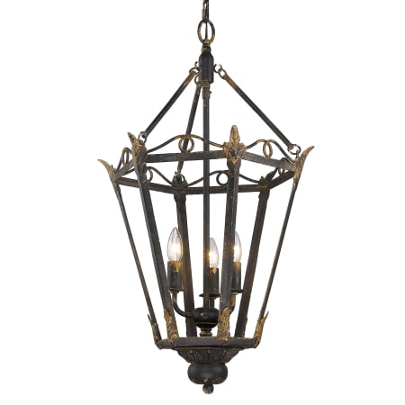 A large image of the Golden Lighting 0880-3P Antique Black Iron