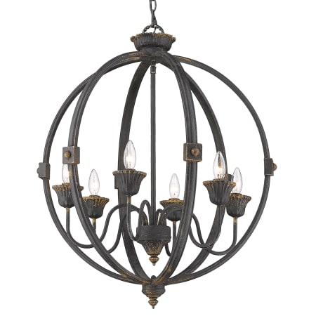 A large image of the Golden Lighting 0892-6 Antique Black Iron