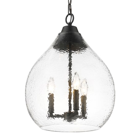 A large image of the Golden Lighting 1094-3P-HCG Matte Black / Hammered Clear Glass