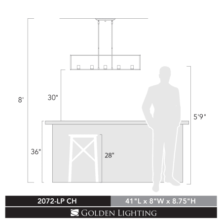 A large image of the Golden Lighting 2072-LP Golden Lighting-2072-LP-Scale Image