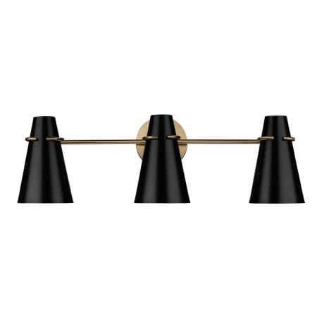 A large image of the Golden Lighting 2122-BA3 Modern Brass / Black