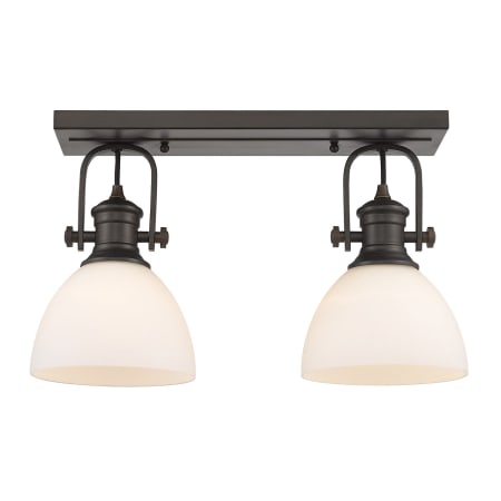 A large image of the Golden Lighting 3118-2SF Rubbed Bronze / Opal