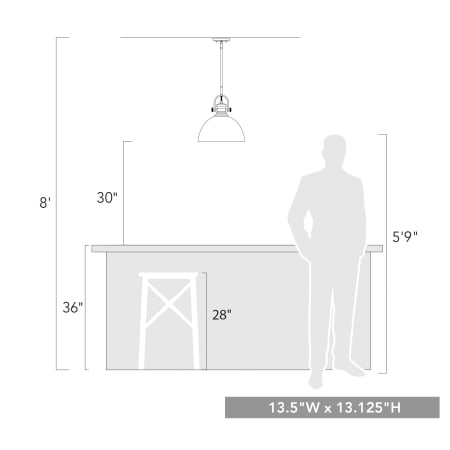 A large image of the Golden Lighting 3118-L-OP Size to Scale Image