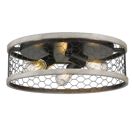 A large image of the Golden Lighting 3171-FM15 Matte Black / Chicken Wire