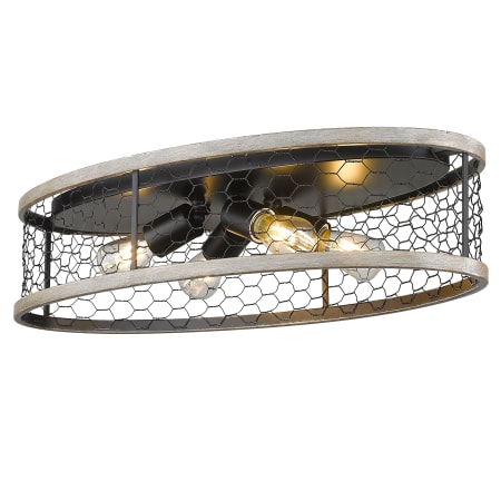 A large image of the Golden Lighting 3171-FM24 Matte Black / Chicken Wire