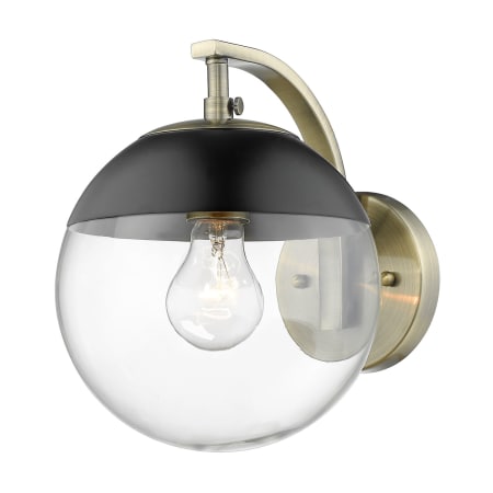 A large image of the Golden Lighting 3219-1W-BLK Aged Brass