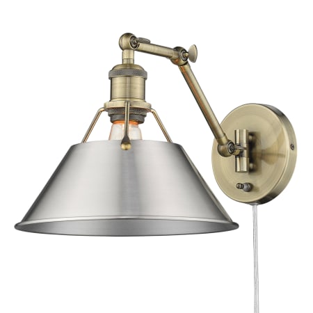 A large image of the Golden Lighting 3306-A1W Aged Brass / Pewter