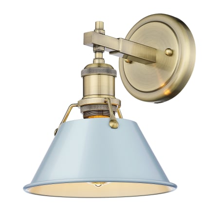 A large image of the Golden Lighting 3306-BA1 AB Aged Brass / Seafoam