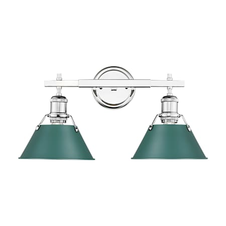 A large image of the Golden Lighting 3306-BA2 CH Chrome / Pine Green Shades