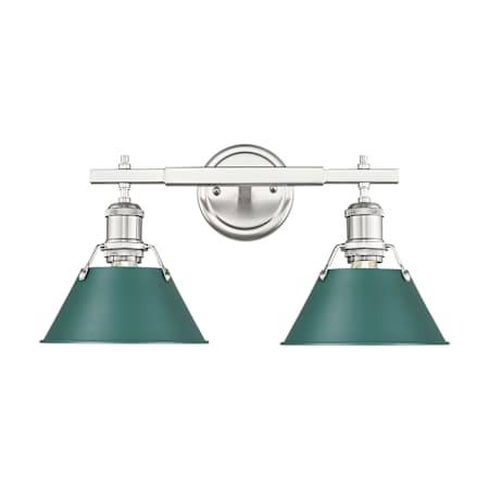 A large image of the Golden Lighting 3306-BA2 PW Pewter / Pine Green Shades