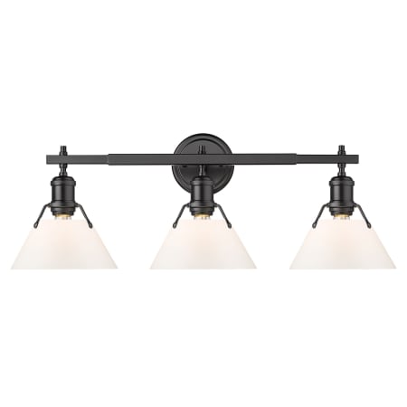 A large image of the Golden Lighting 3306-BA3 Matte Black / Opal