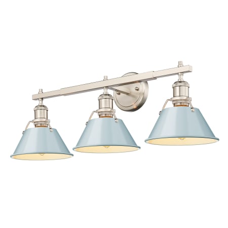 A large image of the Golden Lighting 3306-BA3 PW Pewter / Seafoam