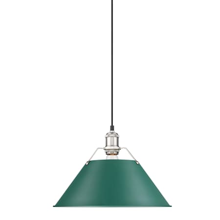 A large image of the Golden Lighting 3306-L PW Pewter / Pine Green Shades