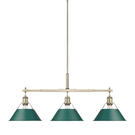 A large image of the Golden Lighting 3306-LP AB Aged Brass / Pine Green Shades