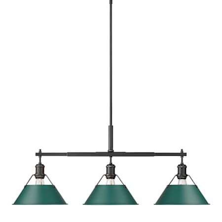 A large image of the Golden Lighting 3306-LP Matte Black / Pine Green Shades