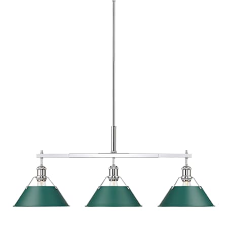 A large image of the Golden Lighting 3306-LP CH Chrome / Pine Green Shades