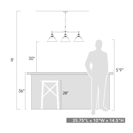 A large image of the Golden Lighting 3306-LP Line Drawing