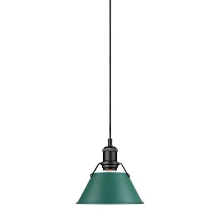 A large image of the Golden Lighting 3306-S Matte Black / Pine Green Shades