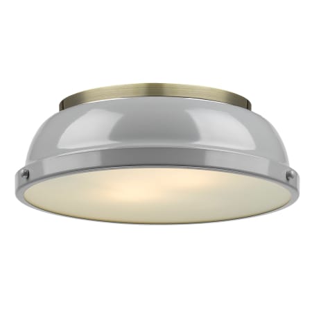 A large image of the Golden Lighting 3602-14-AB Aged Brass / Gray