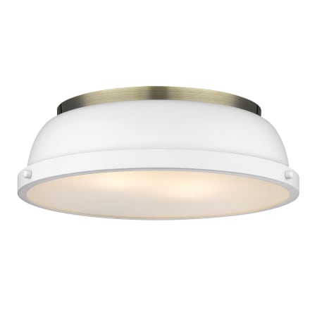 A large image of the Golden Lighting 3602-14 Aged Brass / Matte White