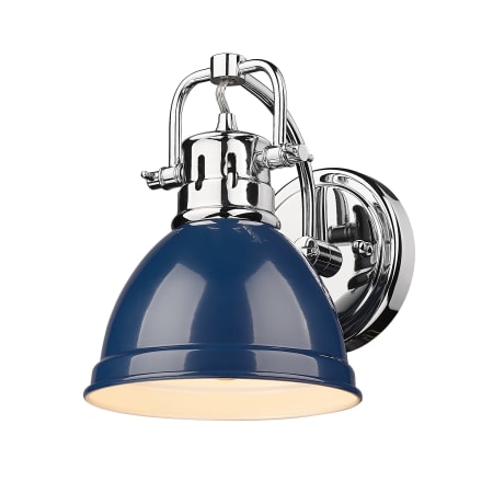 A large image of the Golden Lighting 3602-BA1 Chrome / Navy Blue