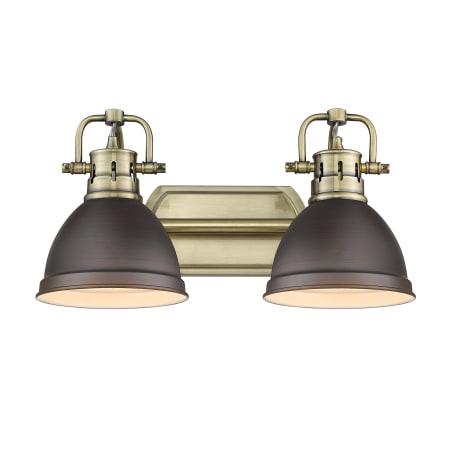 A large image of the Golden Lighting 3602-BA2 AB Aged Brass / Rubbed Bronze