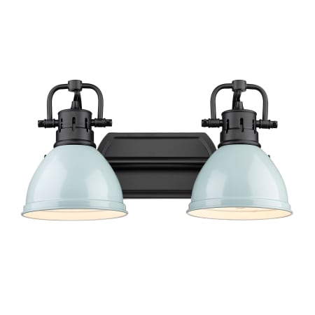 A large image of the Golden Lighting 3602-BA2 BLK Matte Black / Seafoam