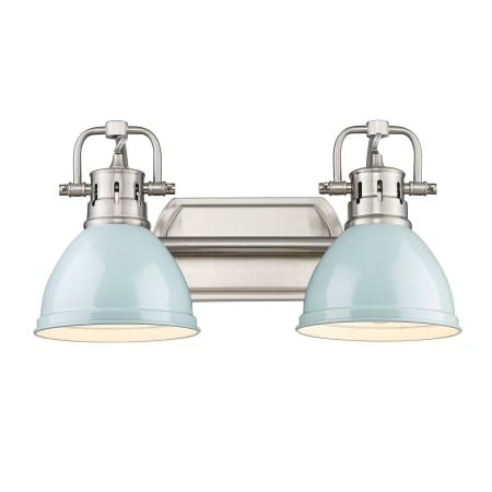 A large image of the Golden Lighting 3602-BA2 PW Pewter / Seafoam