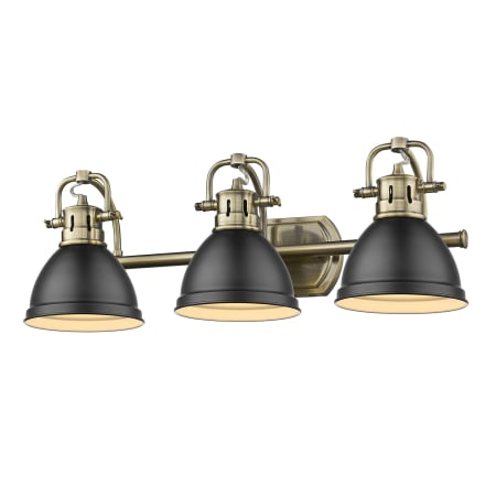 A large image of the Golden Lighting 3602-BA3 BLK Aged Brass