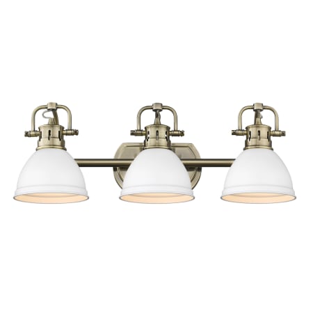 A large image of the Golden Lighting 3602-BA3 Aged Brass / Matte White