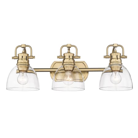 A large image of the Golden Lighting 3602-BA3 CLR Brushed Champagne Bronze
