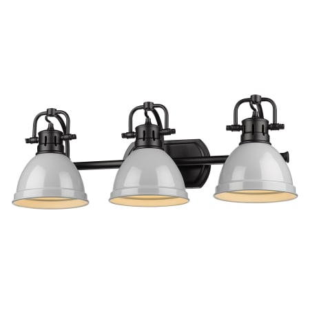 A large image of the Golden Lighting 3602-BA3-BLK Black / Gray