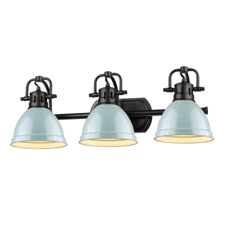 A large image of the Golden Lighting 3602-BA3-BLK Black / Seafoam