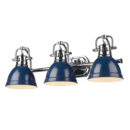A large image of the Golden Lighting 3602-BA3 CH Chrome / Navy Blue