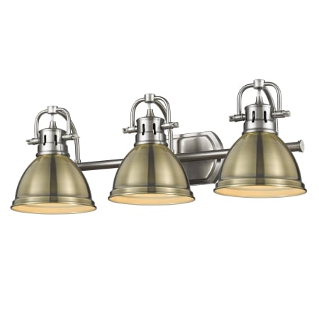 A large image of the Golden Lighting 3602-BA3 Pewter / Aged Brass
