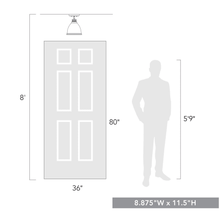 A large image of the Golden Lighting 3602-FM-BLK Size to Scale Image