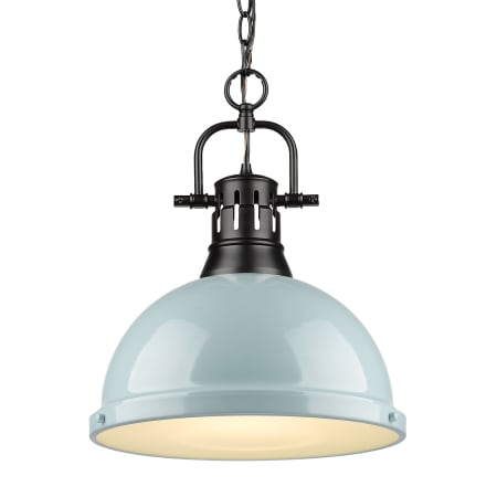 A large image of the Golden Lighting 3602-L-BLK Black / Seafoam