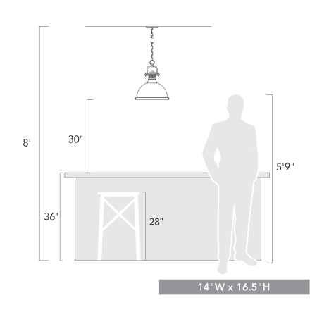 A large image of the Golden Lighting 3602-L-BLK Size to Scale Image